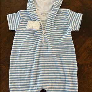 Kissy Kissy Soft Blue and White Baby Romper